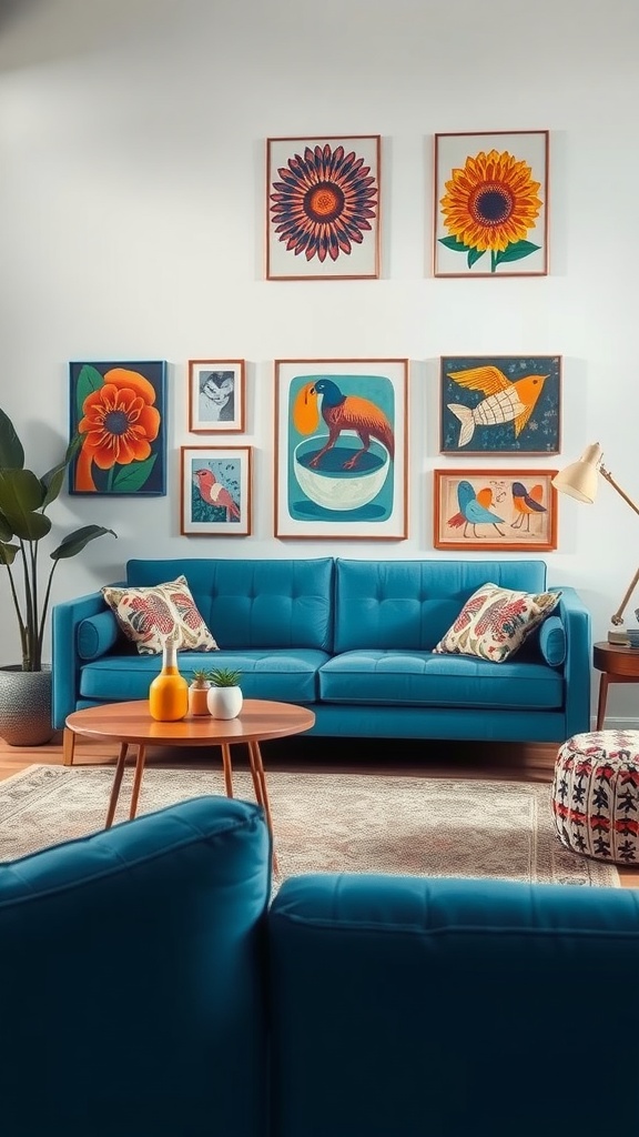 artistic flair with blue furniture