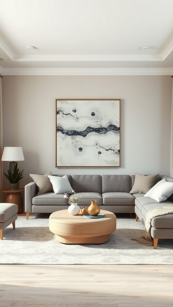 artistic gray and beige wall art