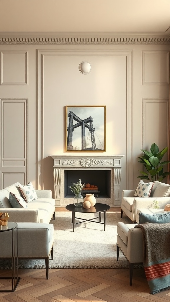 beige walls with gray trimmed features