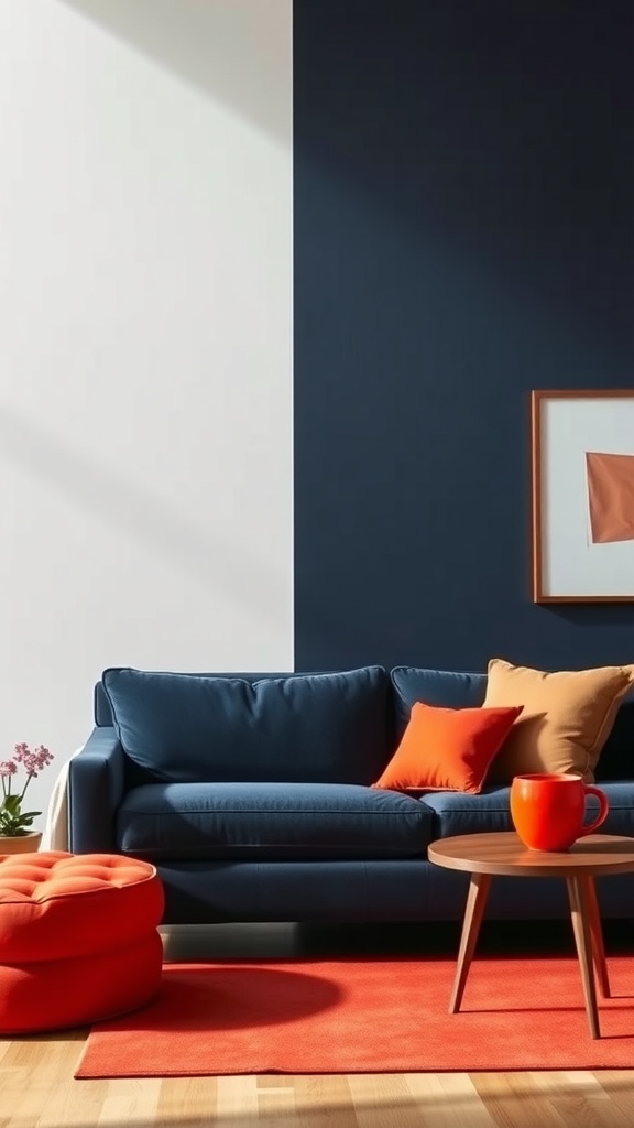 bold and bright contrast with dark blue