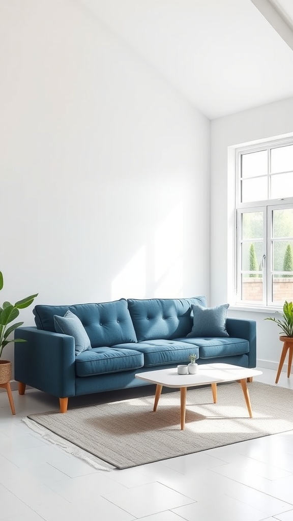 bright and airy with dark blue