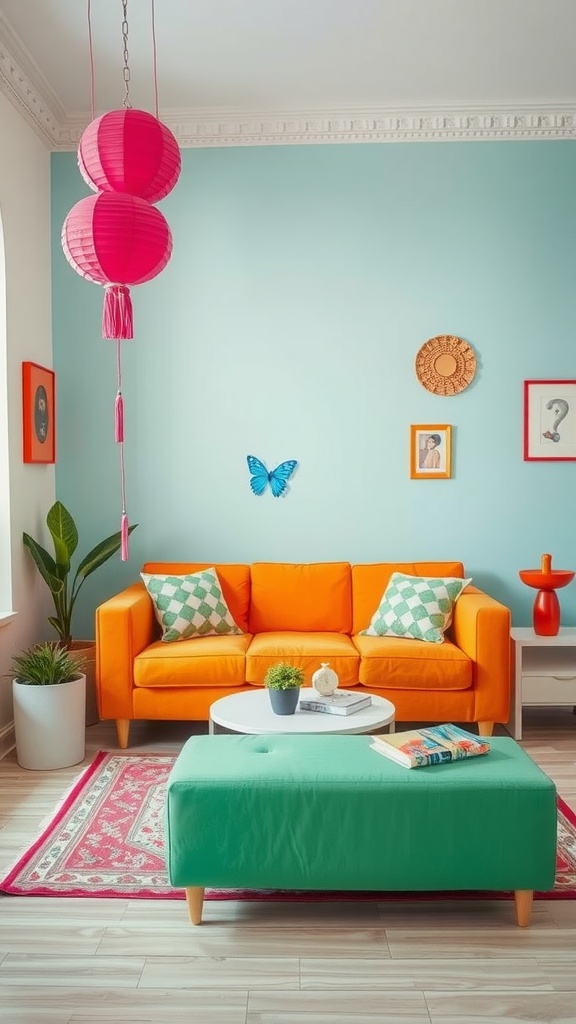 brightly colored sofas to add cheer