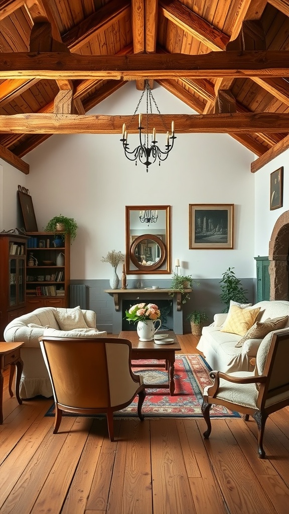 charming rustic beams and vintage decor