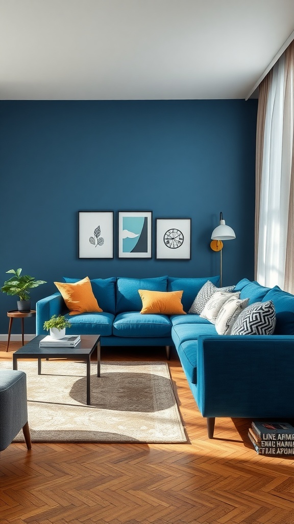 chic apartment with bold blues