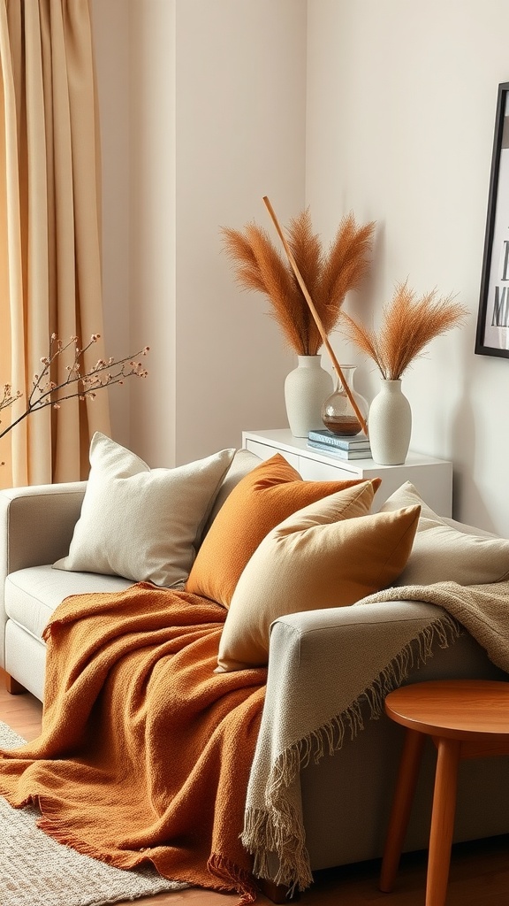 chic layering with throws and cushions
