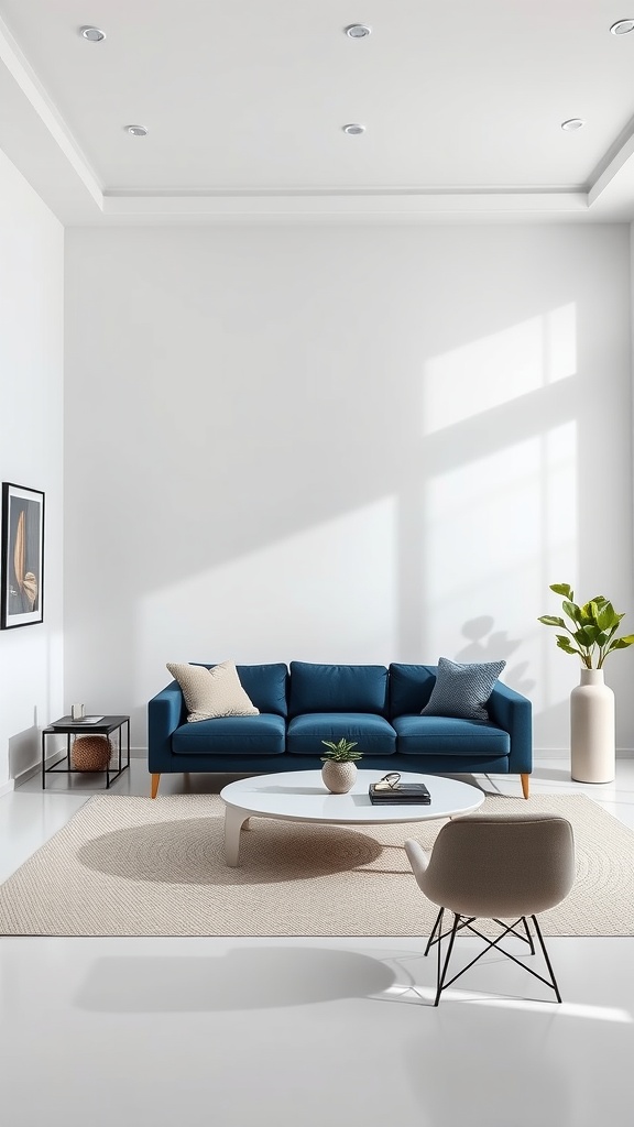 chic minimalism with dark blue and white palette