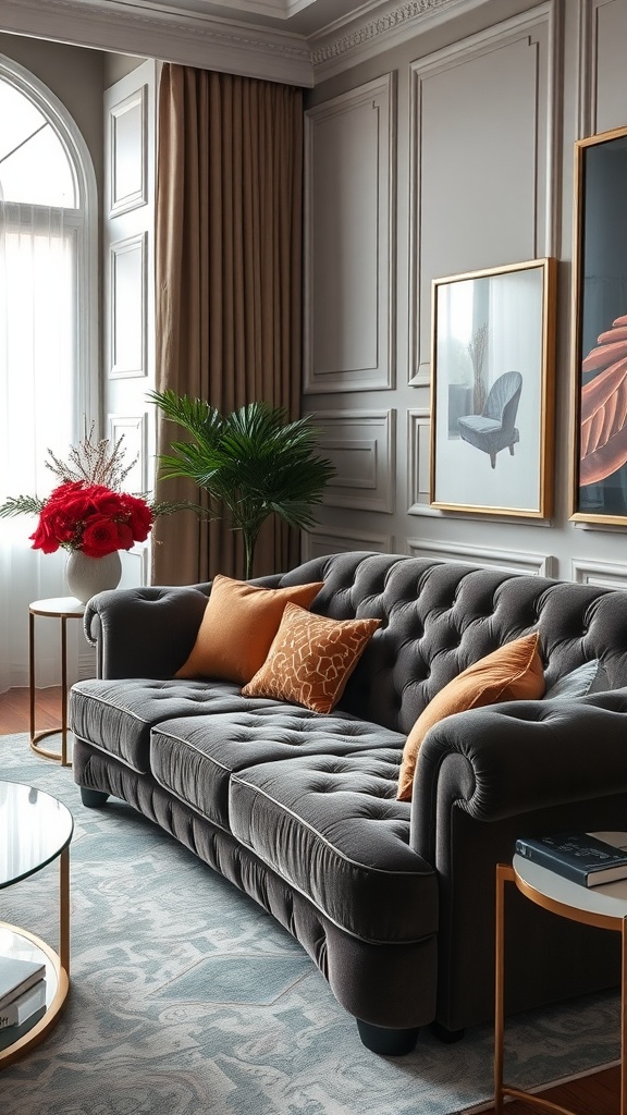 chic velvet upholstered sofa