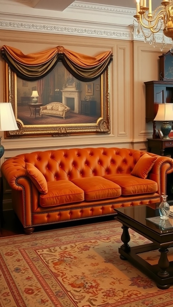 classic chesterfield sofa in rich fabric