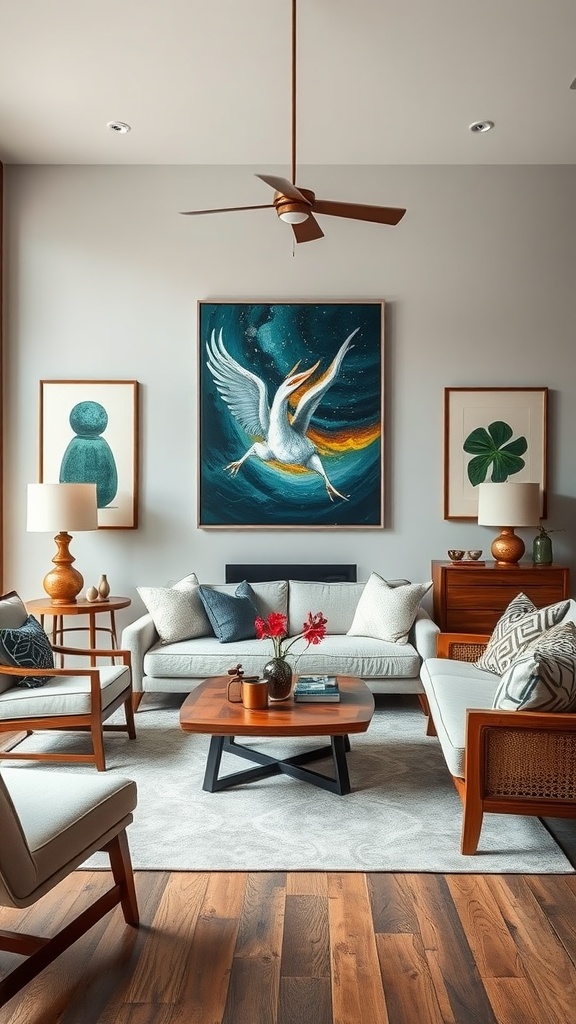 combining modern art with rustic elements