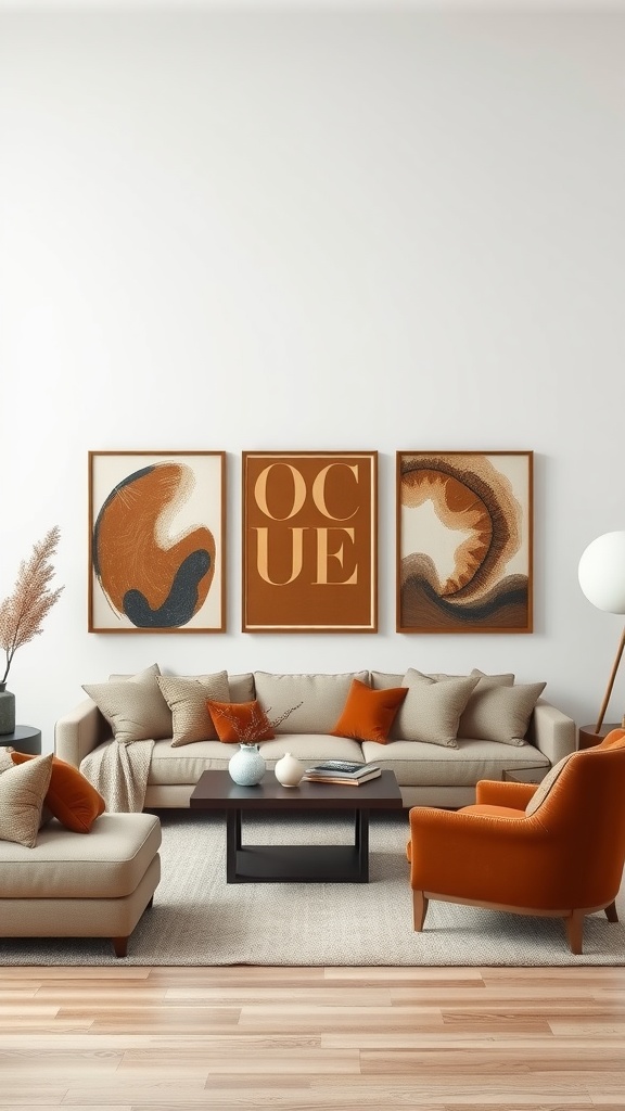 contemporary art mixed with neutral tones