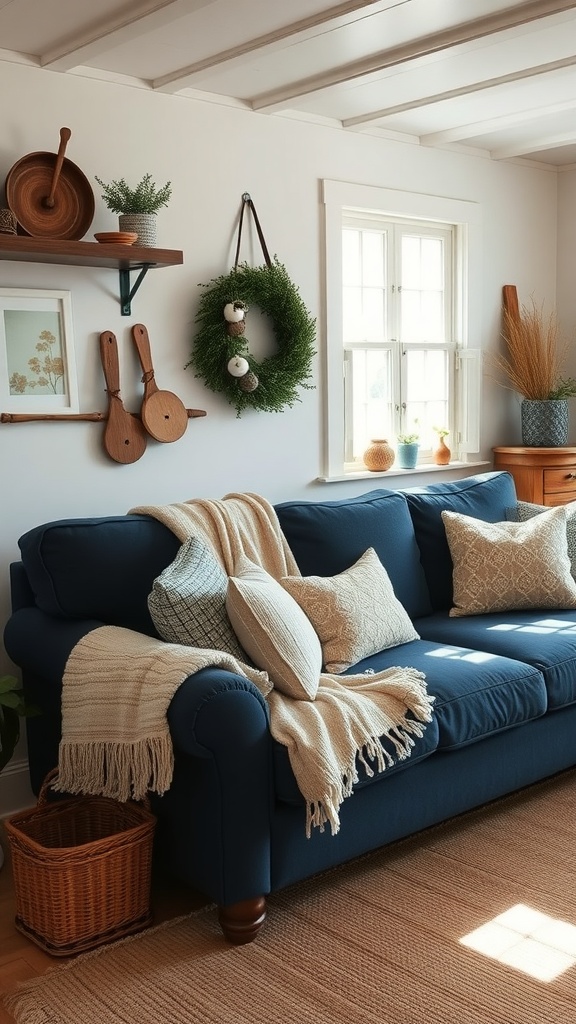 cottage cozy with dark blue