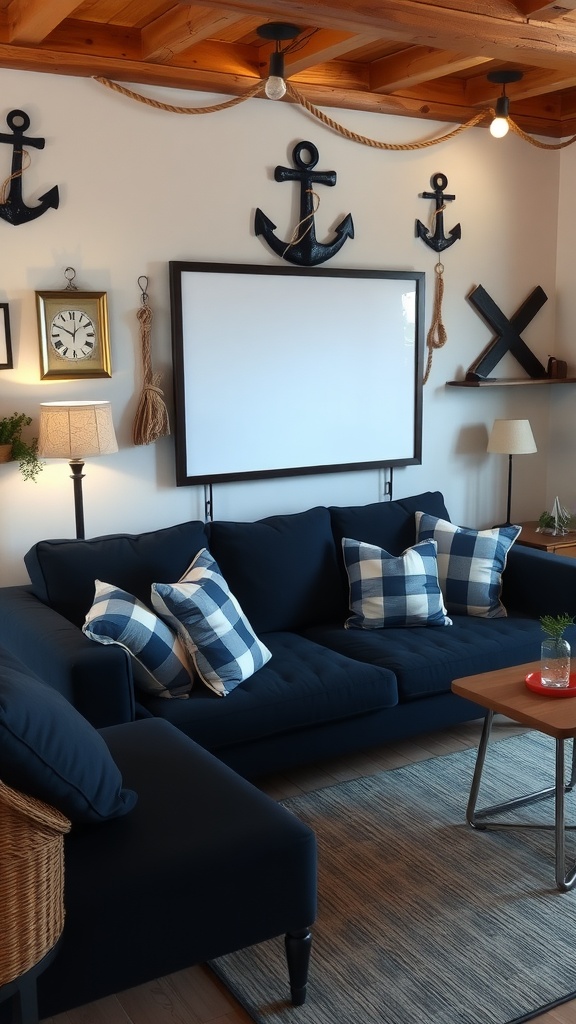cozy nautical vibes with dark blue accents