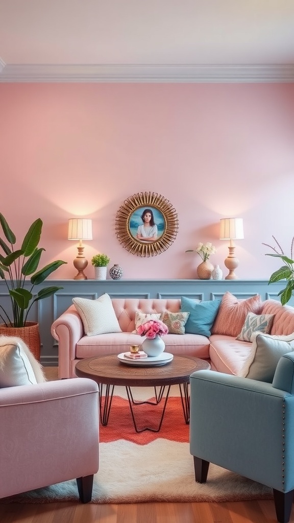 cozy pink and blue color palette