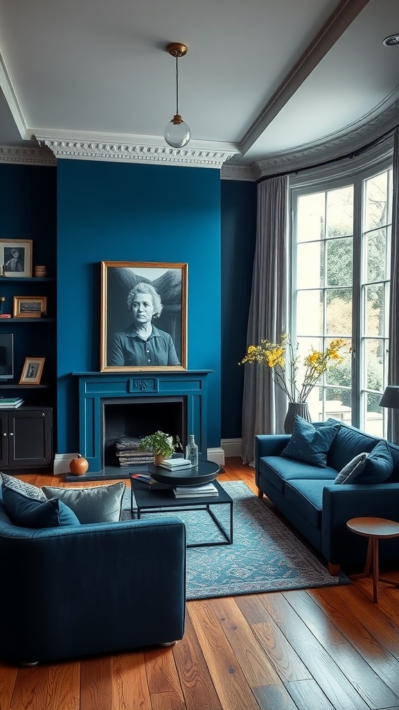 dramatic contrast with french blue