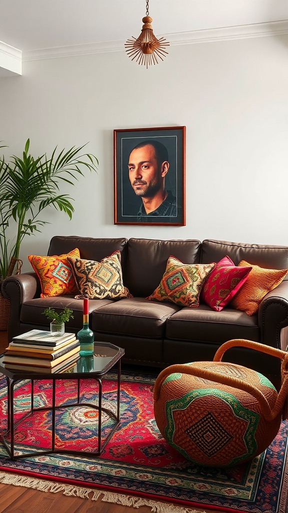 eclectic bohemian style with colorful textiles