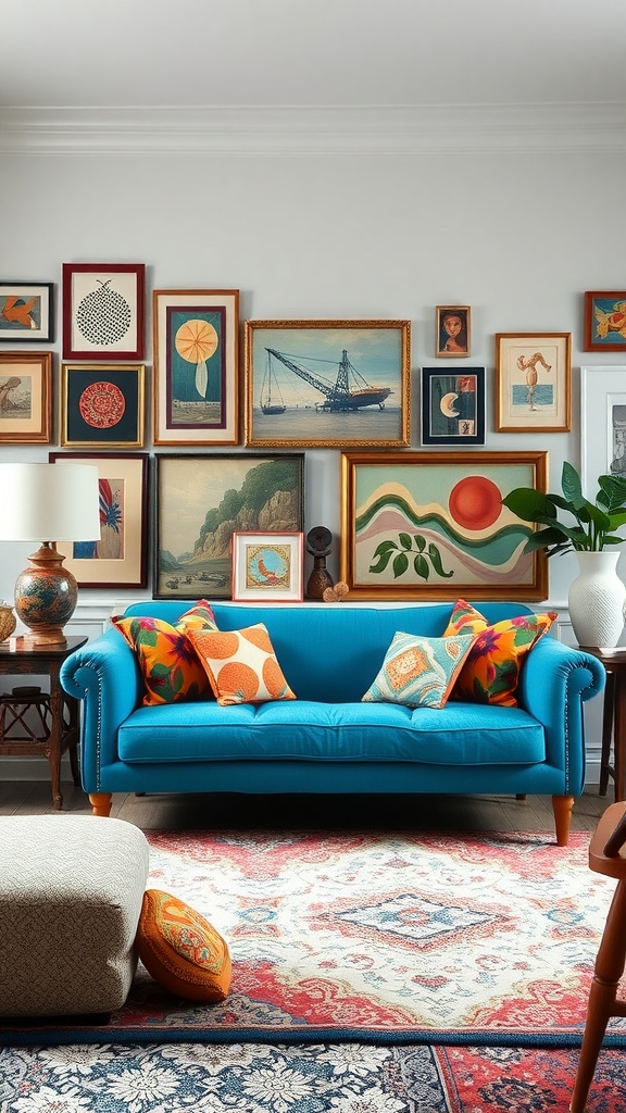 eclectic patterns with blue accents