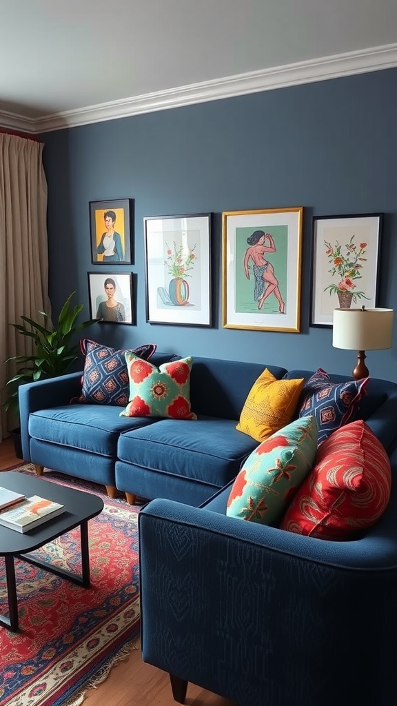 eclectic style with dark blue patterns