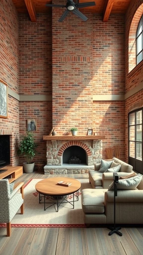 exposed brick and stone features