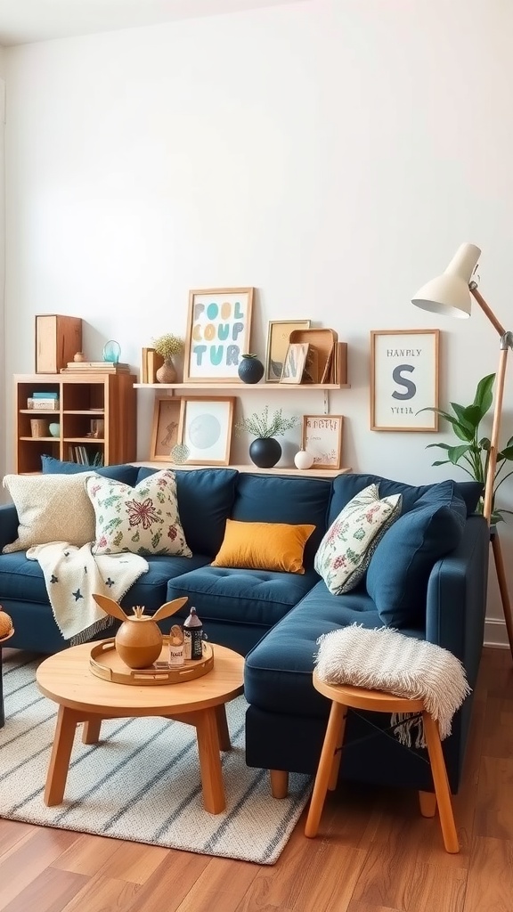 family friendly space with dark blue comfort