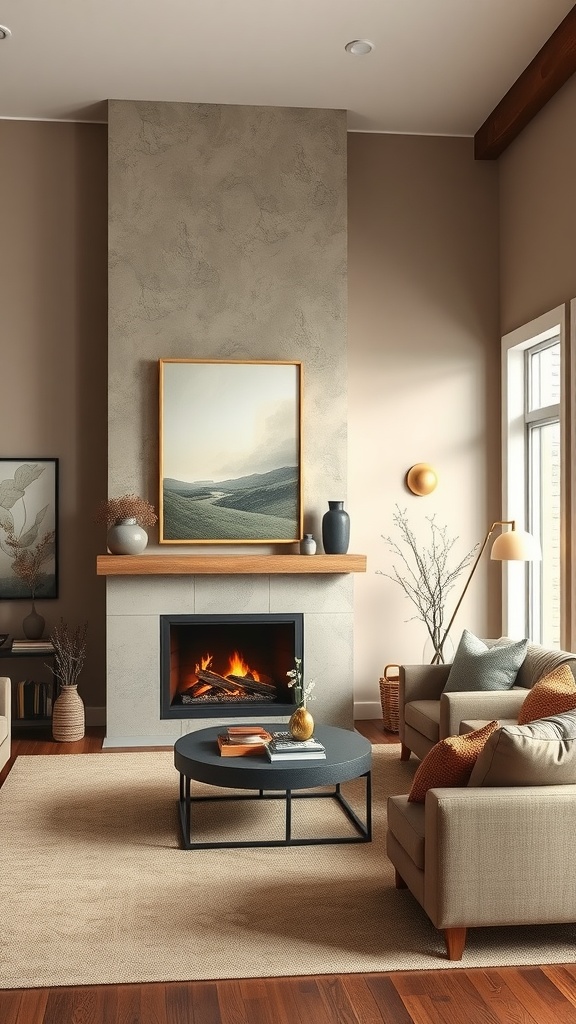 fireplace as a focal point with neutral accents 1