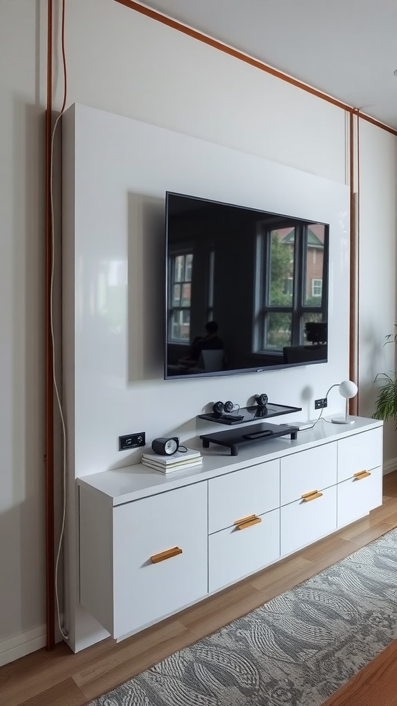 functional media center with hidden cables 1