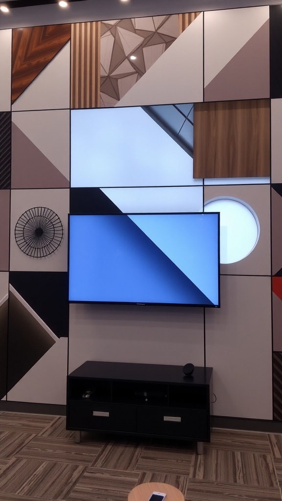 geometric shapes in tv wall design