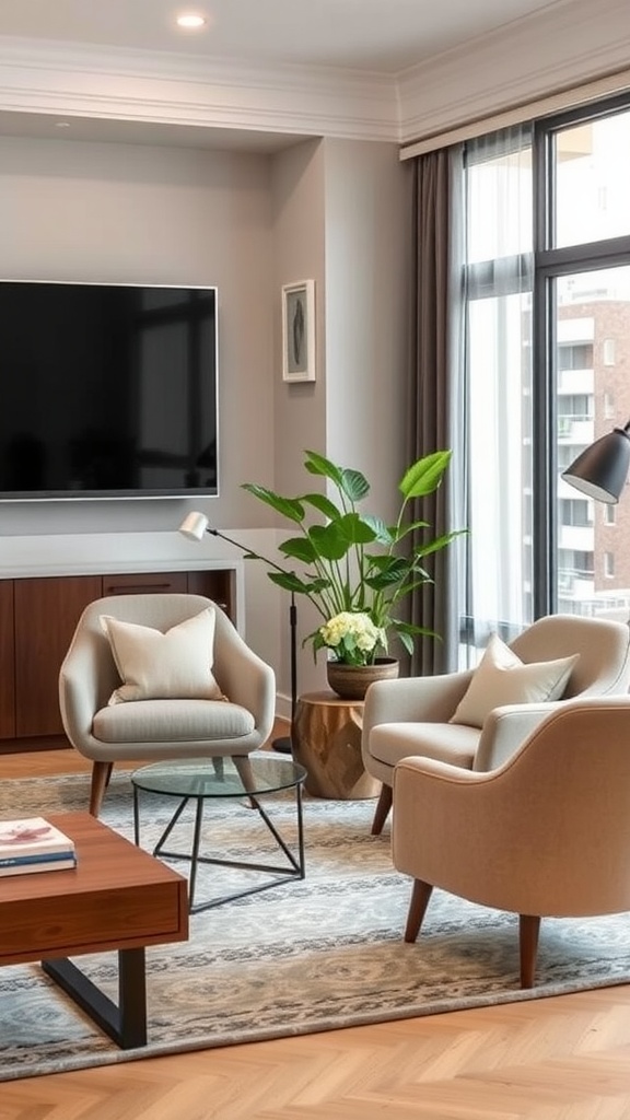 gray and beige accent chairs