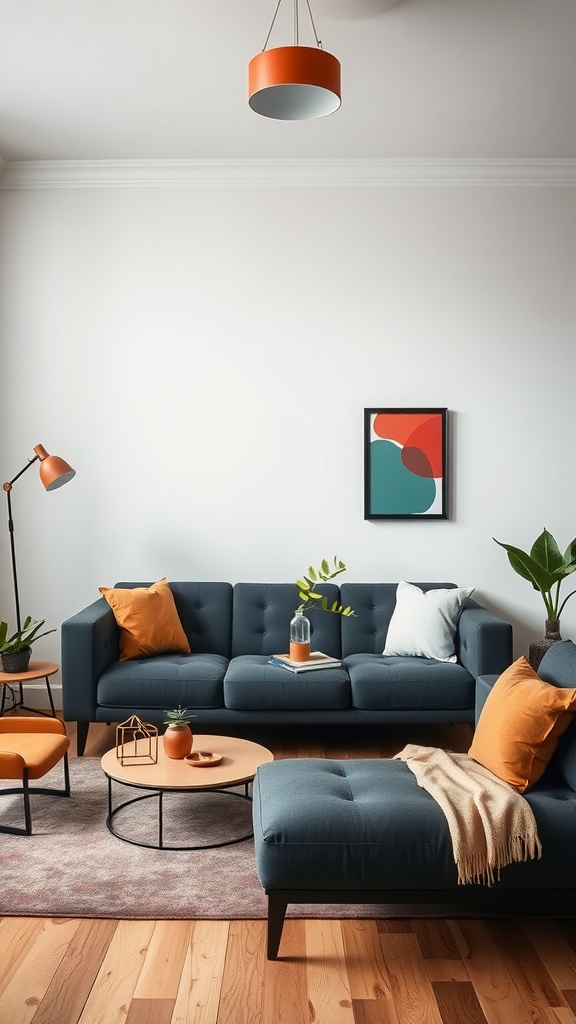 layered colors with dark grey couch