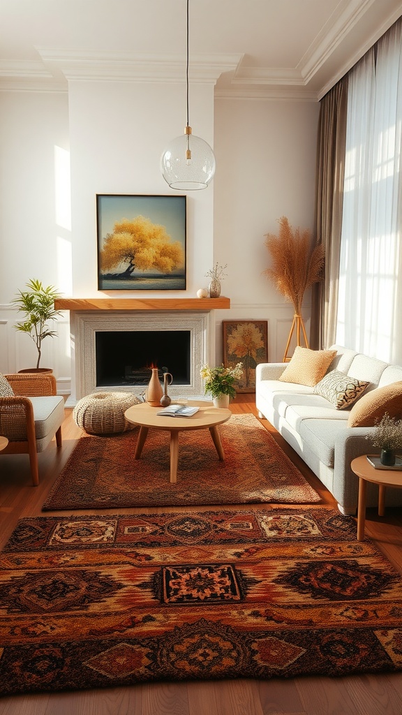 layered rugs for added warmth