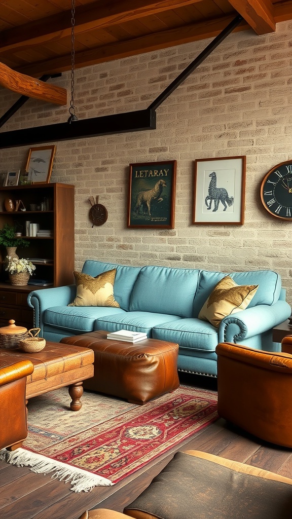 light blue with vintage leather touches