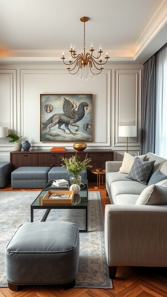 luxurious gray and beige upholstery