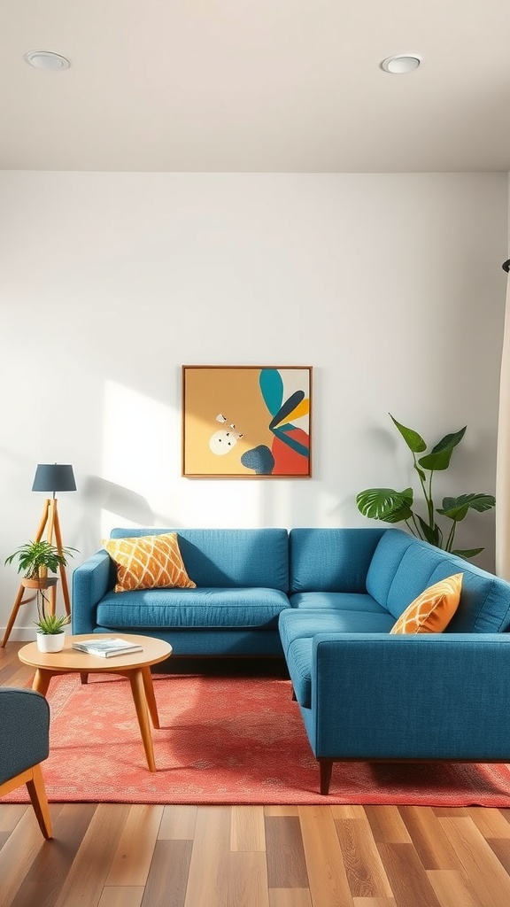 mid century modern blue seating