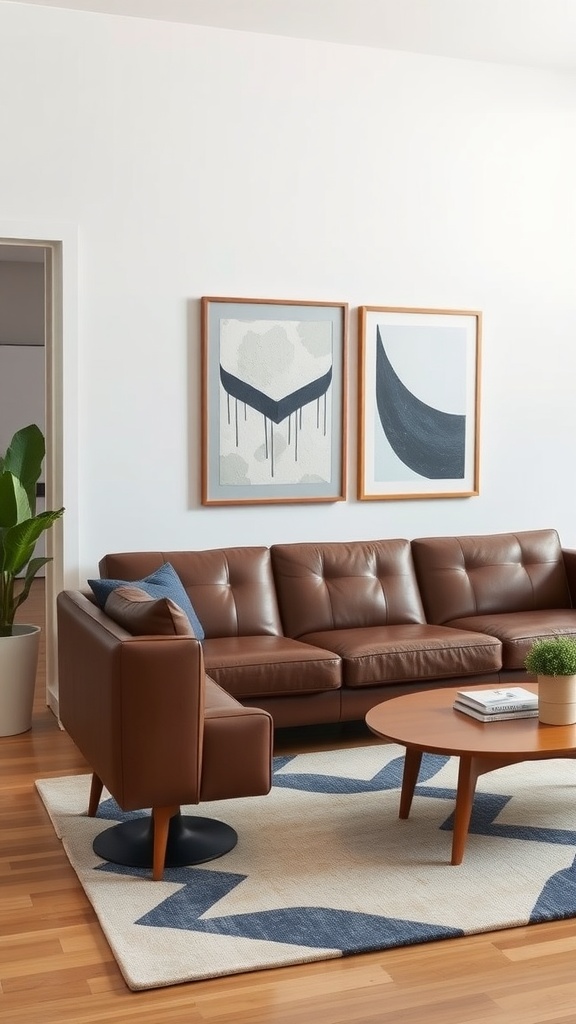 mid century modern leather sofa