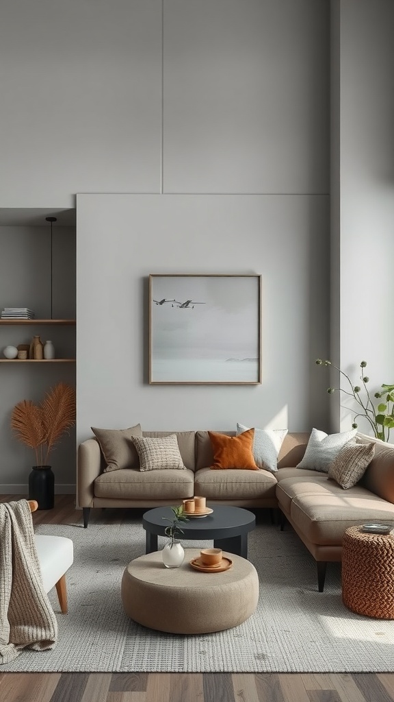monochromatic gray with brown pops