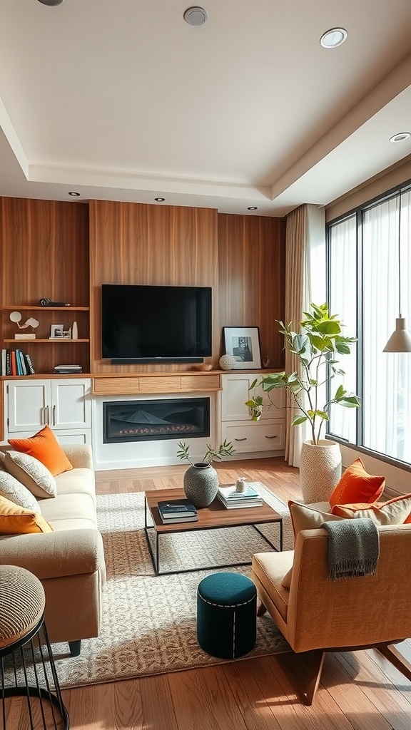 neutral palette with contrasting accents