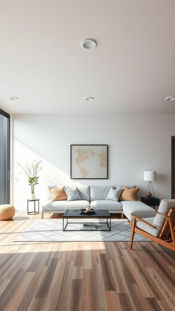 open concept with gray and brown