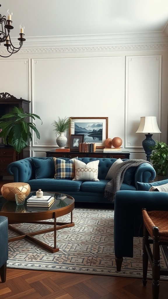 refined traditional style with dark blue