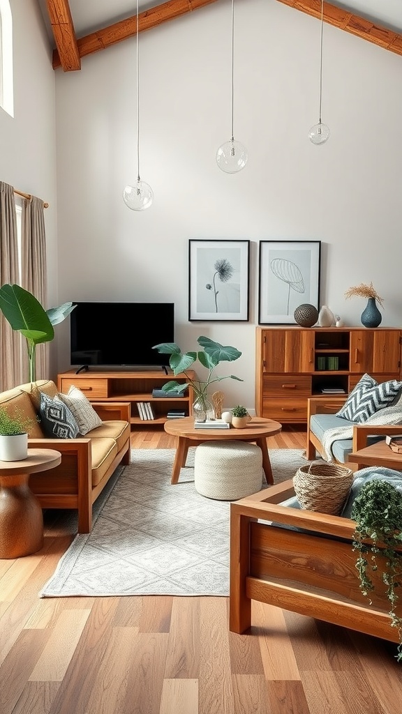 rustic wooden furniture with modern touches