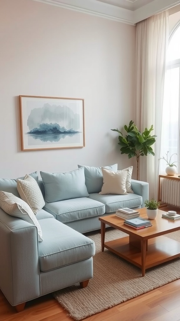 serene spaces with light blue sofas
