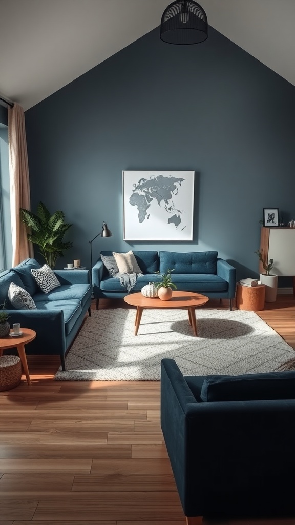 serene zen space with dark blue