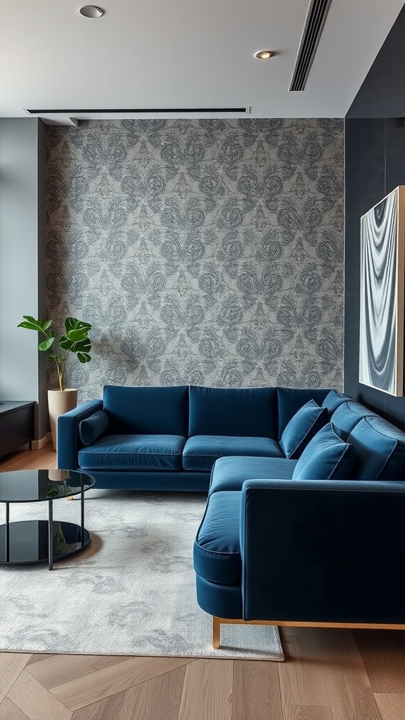 sleek modernity with dark blue salons