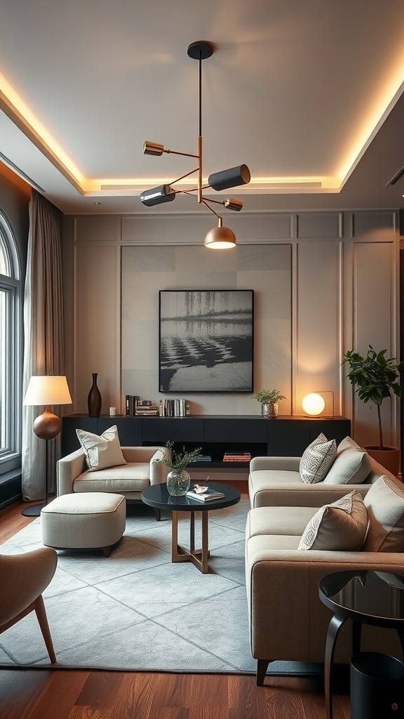 sophisticated gray and beige lighting fixtures