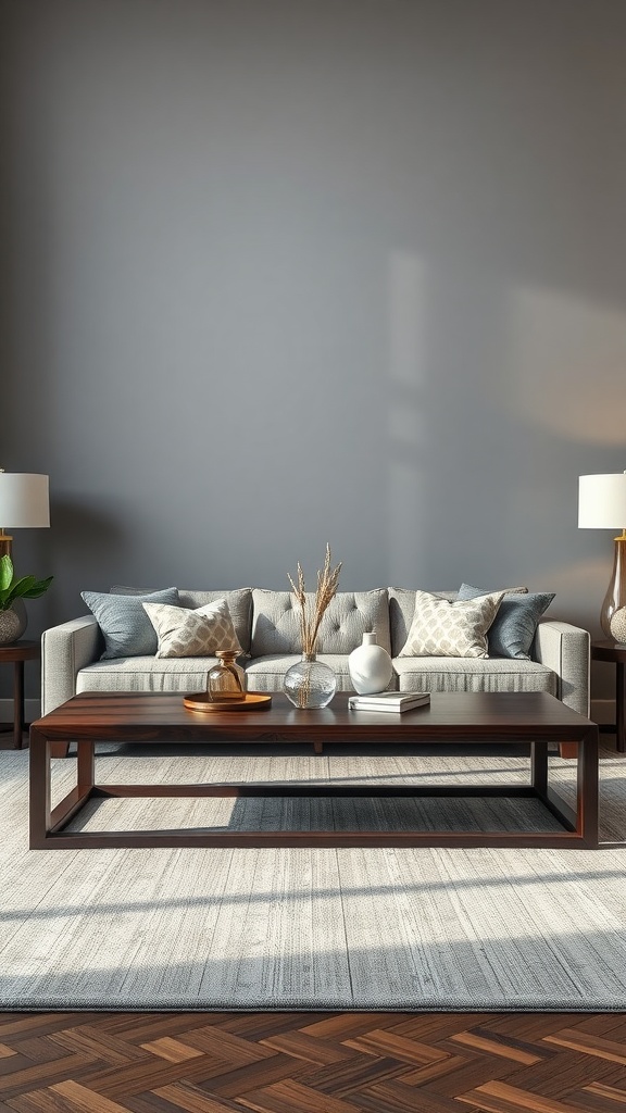 statement coffee table in dark wood