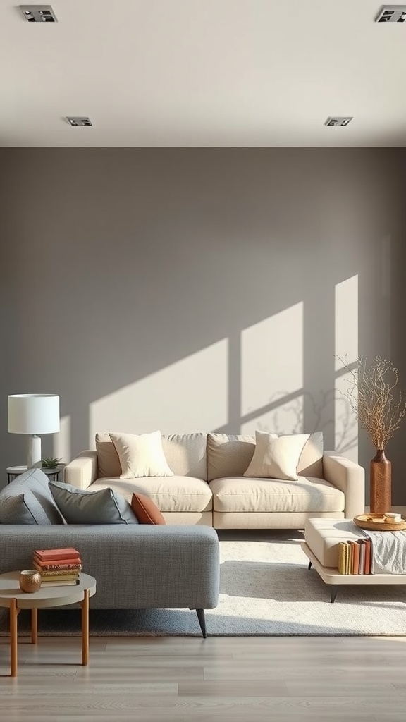 subtle gray and beige color blocking