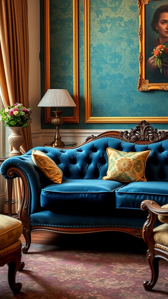 vintage blue velvet glam
