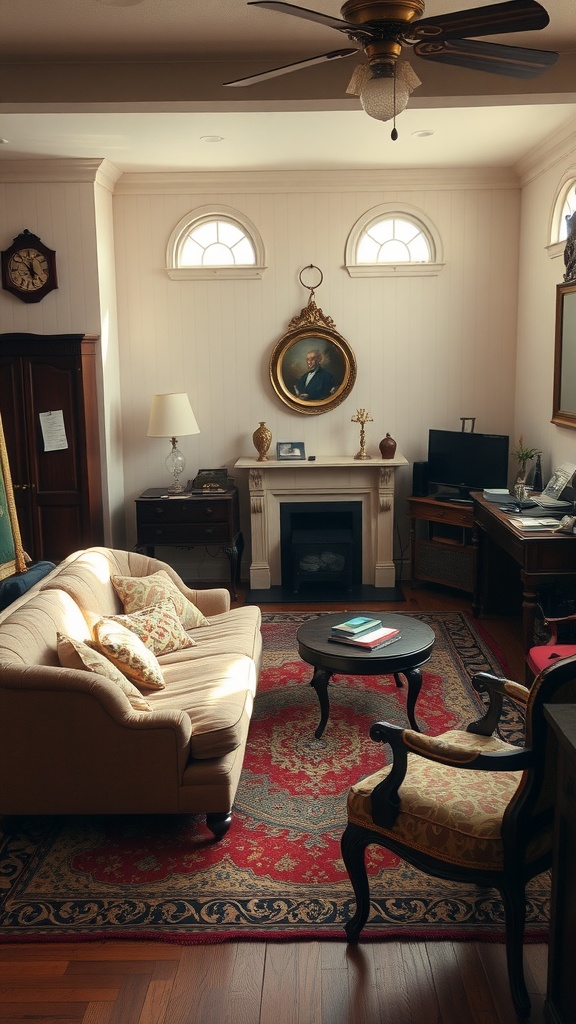 vintage charm with light brown sofa