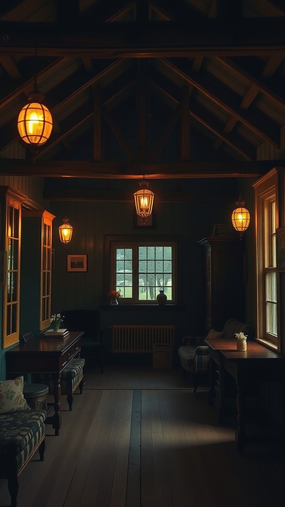 vintage lighting fixtures with warm glow