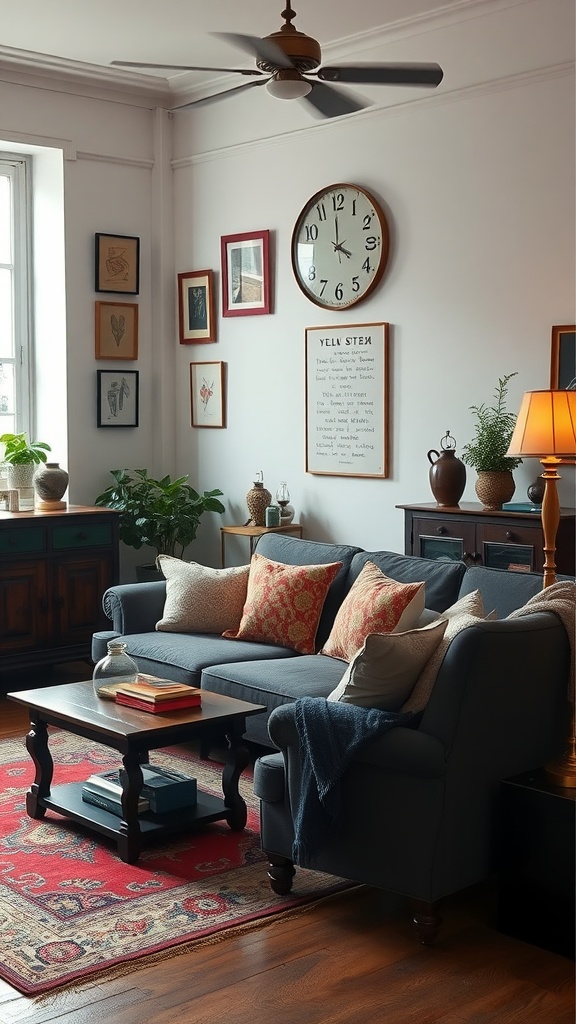 vintage touches in a dark grey setting
