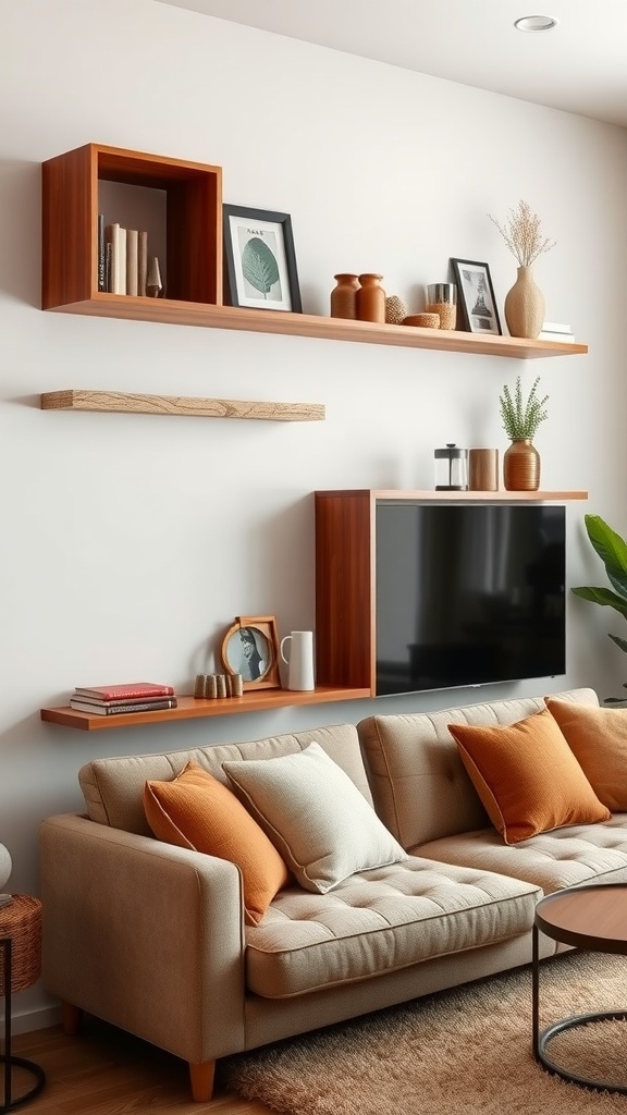 wall mounted shelves with decorative touches