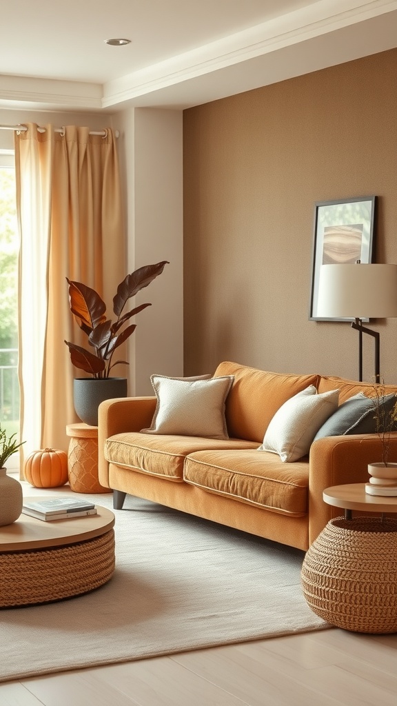 warm earthy tones with textured fabrics